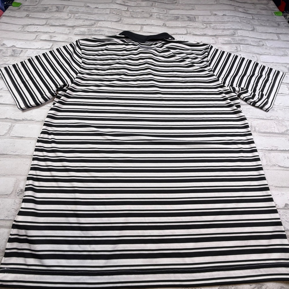 NFL Team Apparel Polo Mens L Black White Striped Saints Performance EUC - Picture 9 of 10